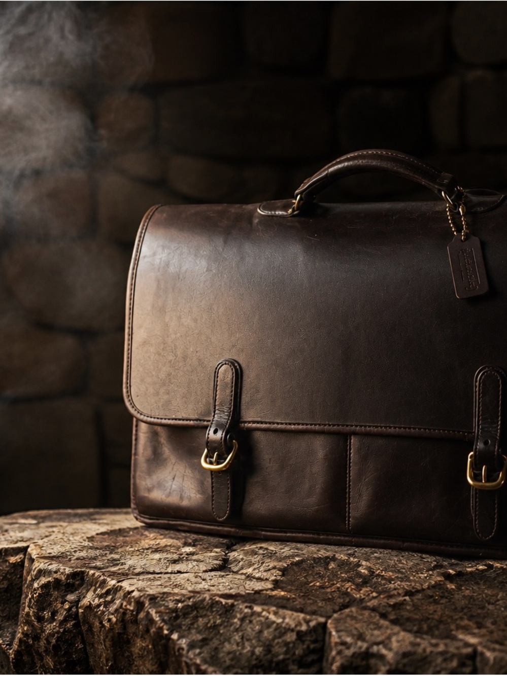 Coach 1989-1990 Wall Street Leather Briefcase with Brass Hardware
